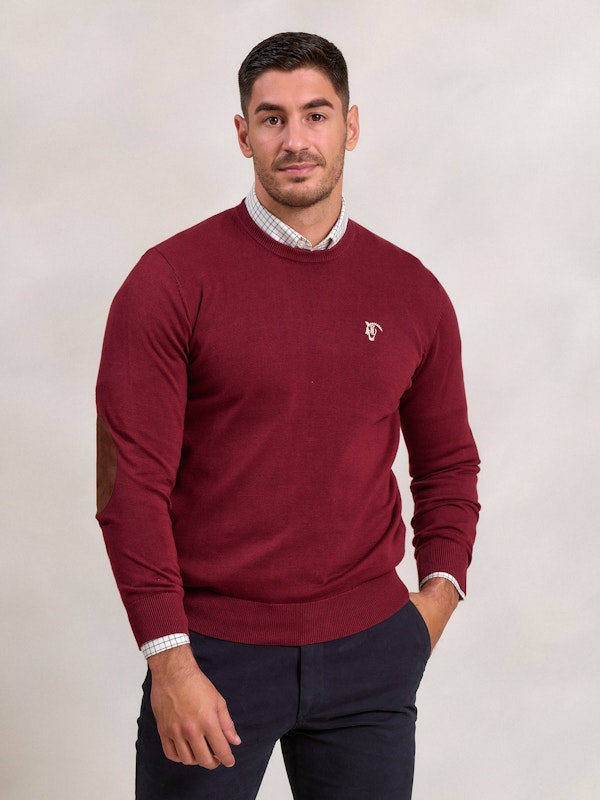 Suéter Gola Redonda com Cotoveleiras | Burgundy