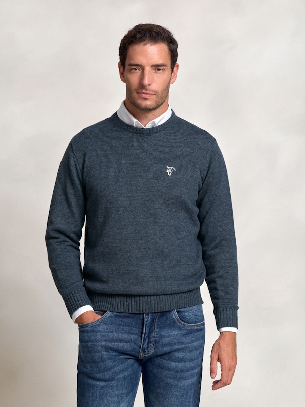 Crewneck Equestrian Sweater | Azul Lago