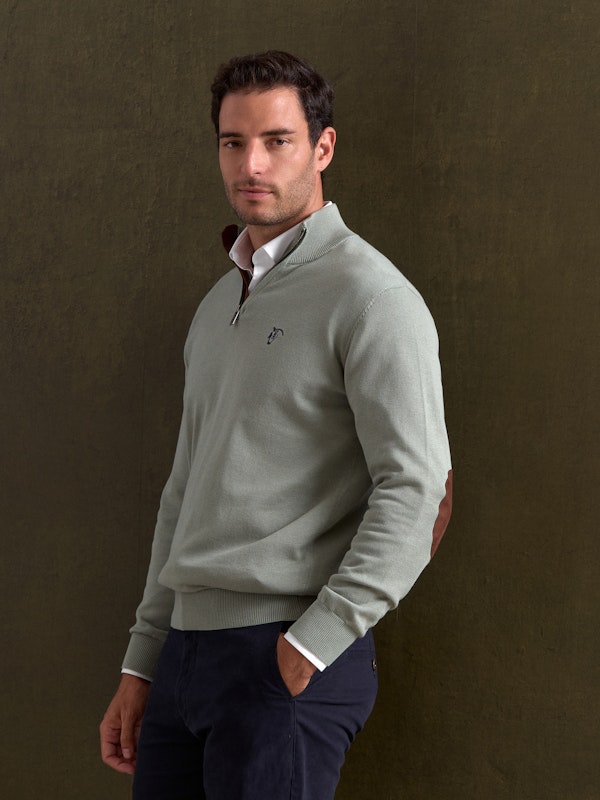 Pull Demi-Zip Brand | Basil