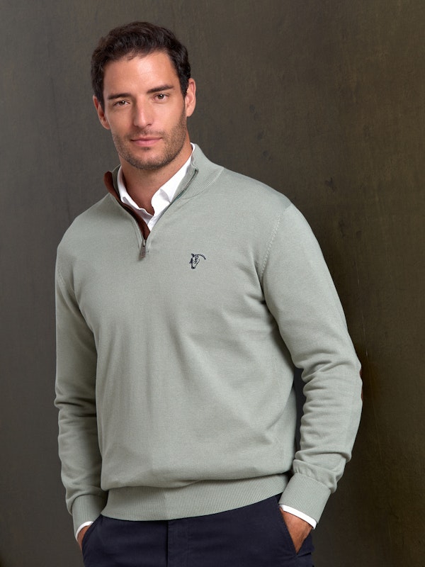 Pull Demi-Zip Brand | Basil