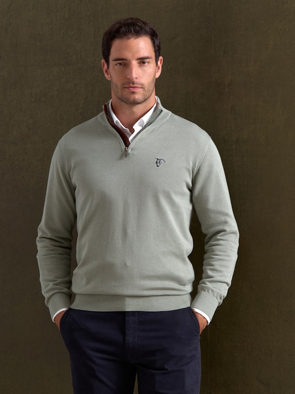 Pull Demi-Zip Brand | Basil