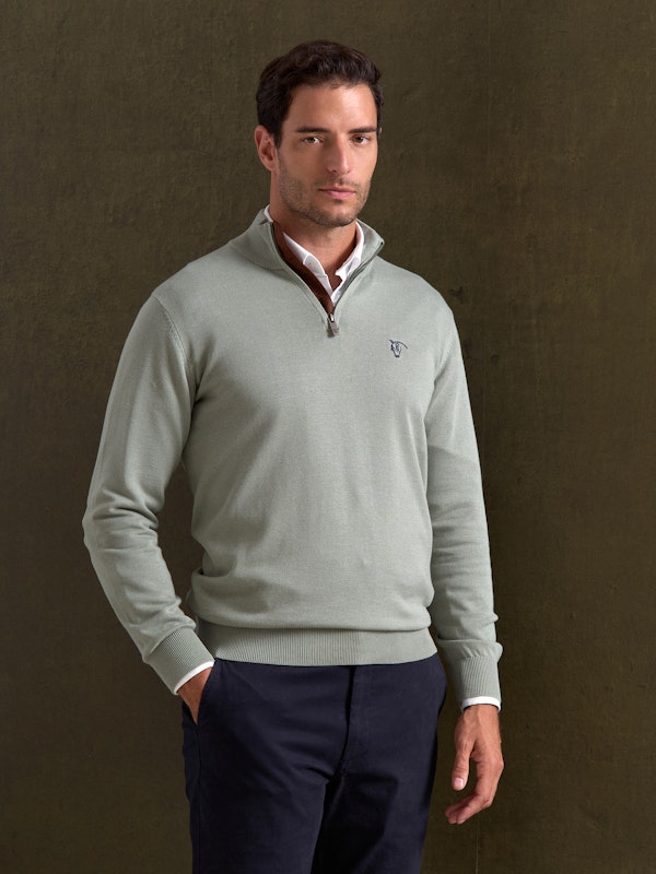 Pull Demi-Zip Brand | Basil