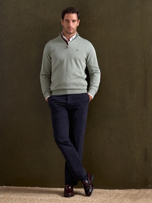 Pull Demi-Zip Brand | Basil