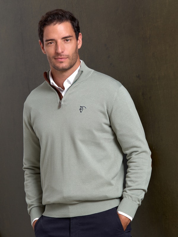 Pull Demi-Zip Brand | Basil