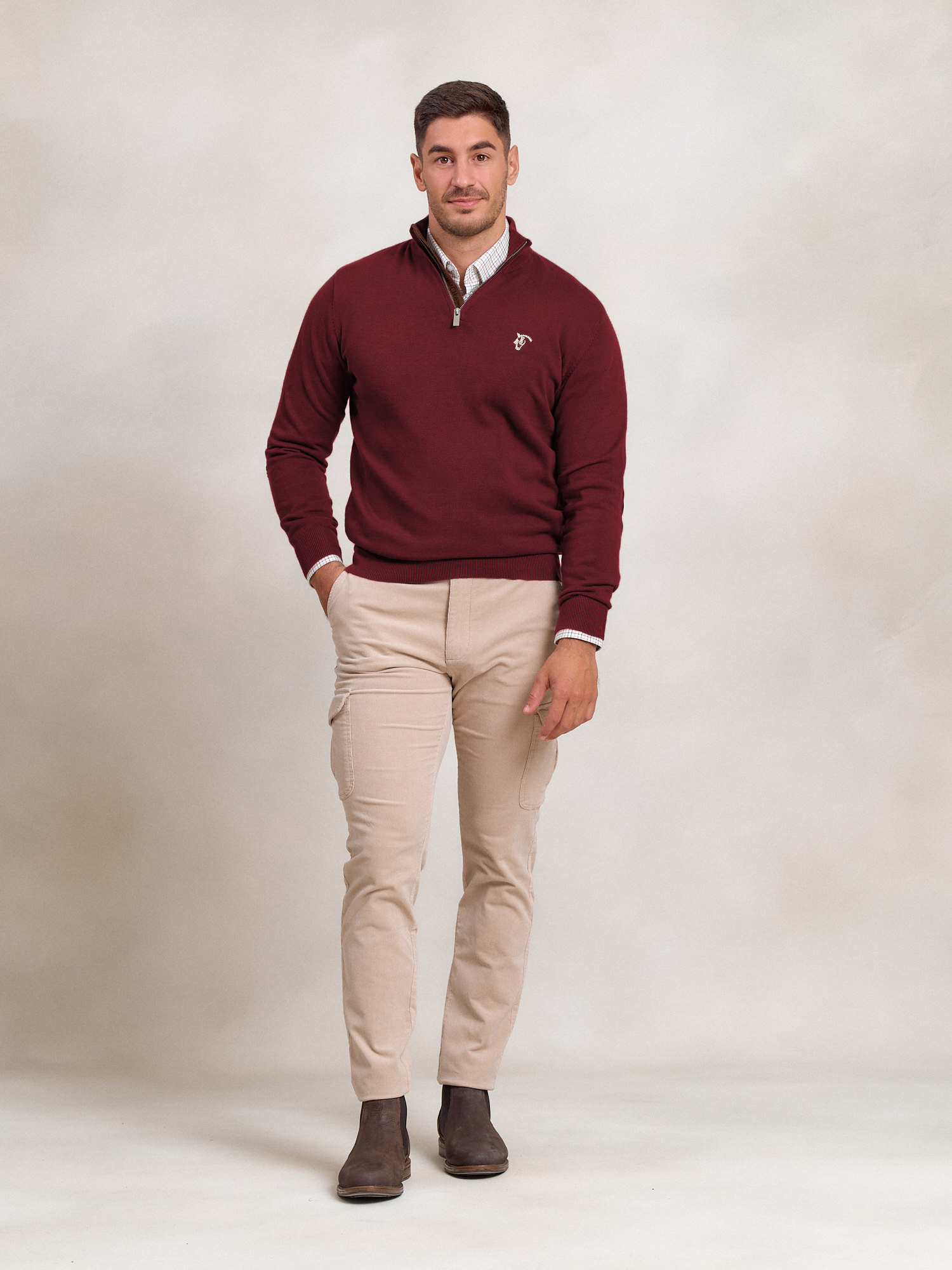 Pull Demi-Zip Brand | Burgundy