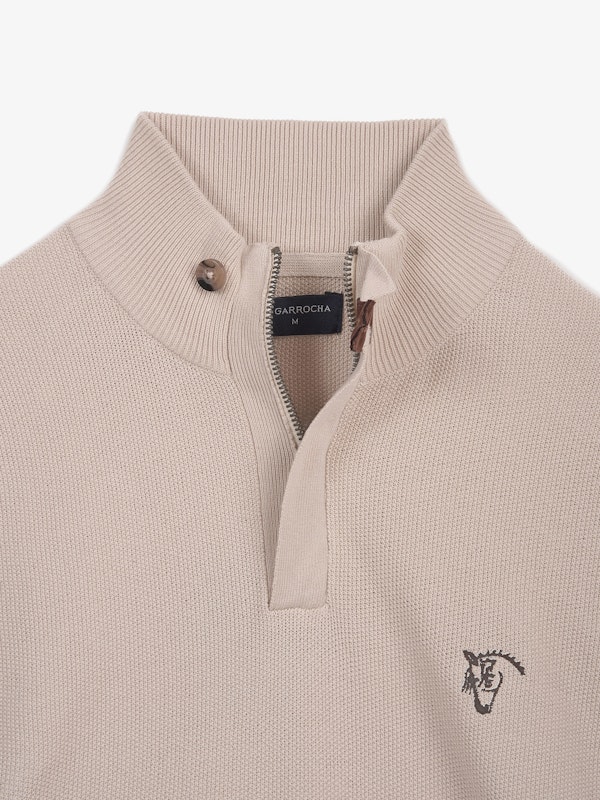 Half-Zip Structured Sweater | Nude