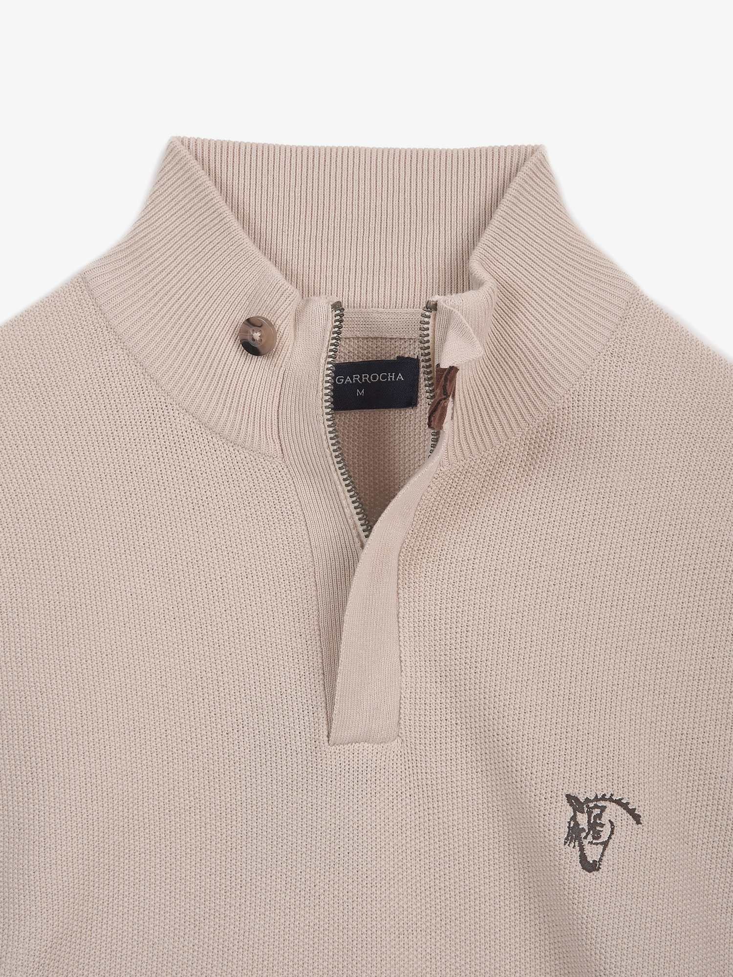 Suéter de Estrutura com Meio Zíper | Nude