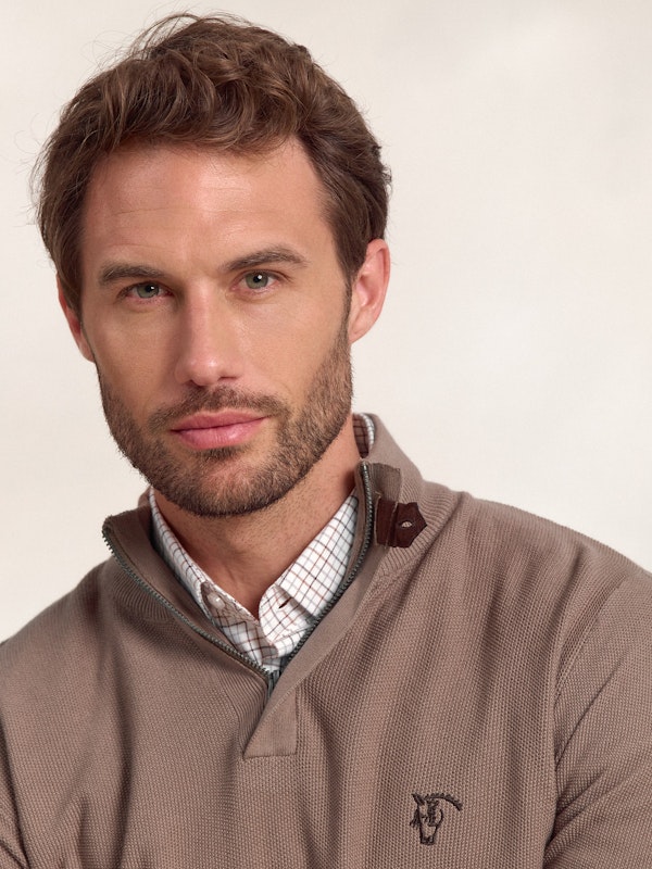 Pull à Structure Demi-Fermeture Éclair | Taupe