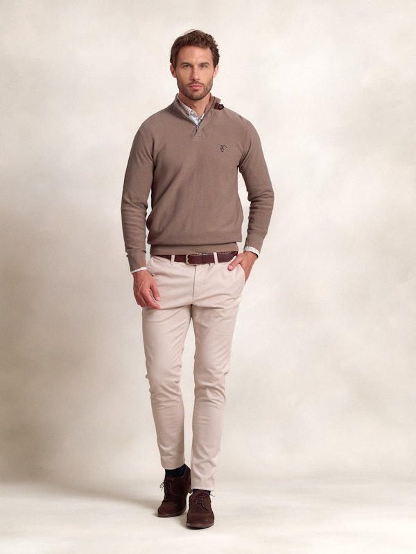 Pull à Structure Demi-Fermeture Éclair | Taupe