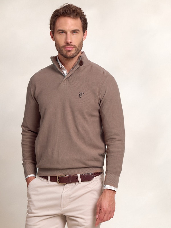 Pull à Structure Demi-Fermeture Éclair | Taupe