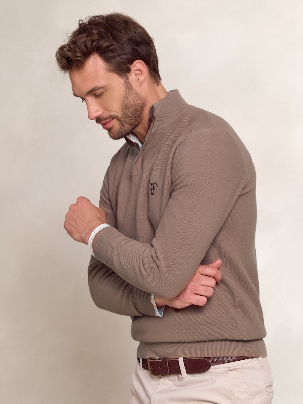 Pull à Structure Demi-Fermeture Éclair | Taupe