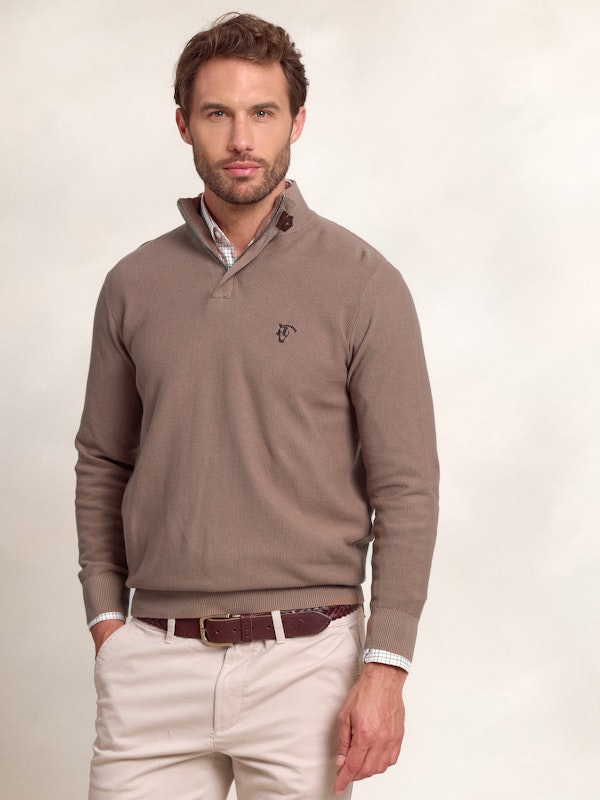 Jersey de Media Cremallera de Estructura | Taupe