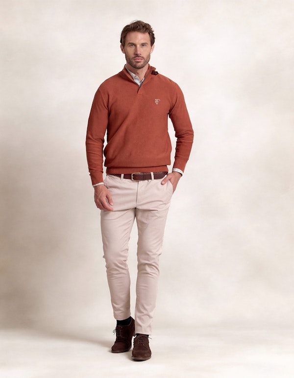 Jersey de Media Cremallera de Estructura | Óxido