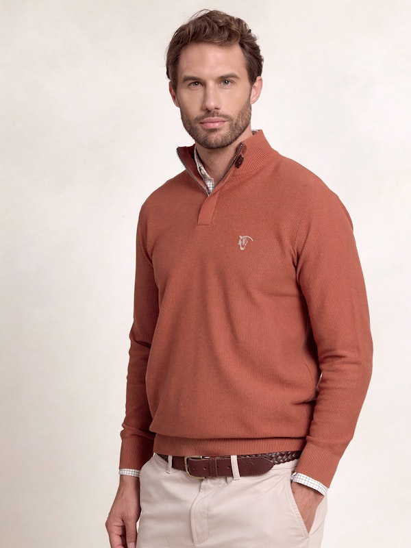 Jersey de Media Cremallera de Estructura | Óxido