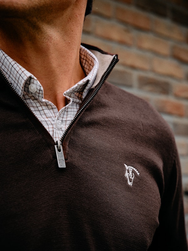 Suéter meio zíper Contrastante | Moka