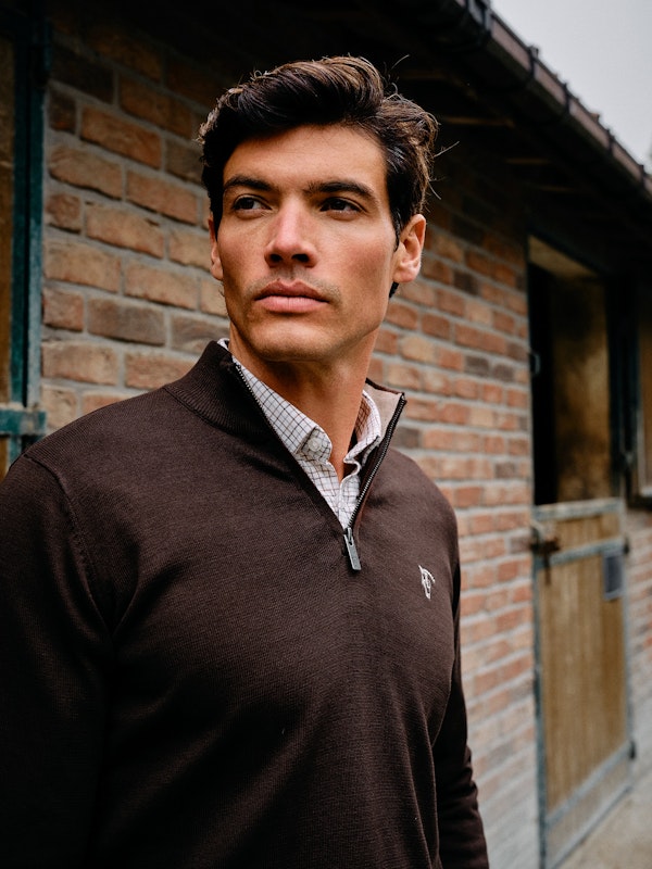 Suéter meio zíper Contrastante | Moka