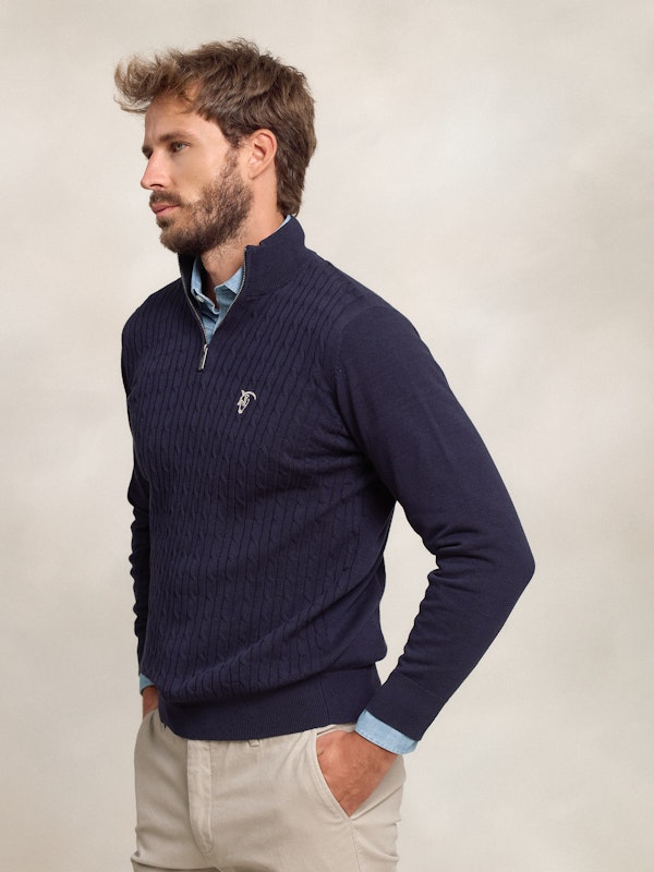 Pull Torsadé à Demi-Fermeture Éclair | Marino