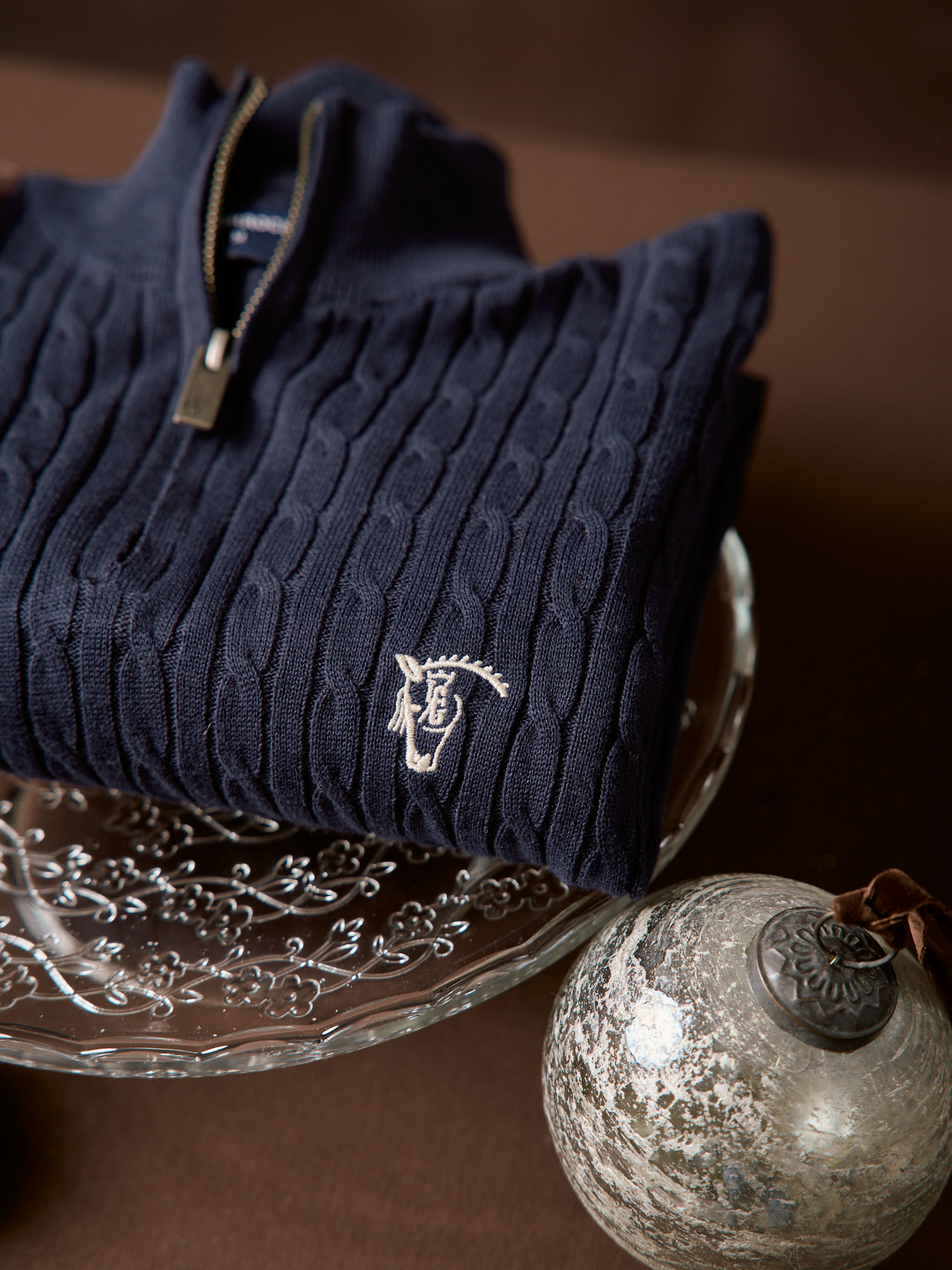 Half-Zip Cable Knit Sweater | Marino