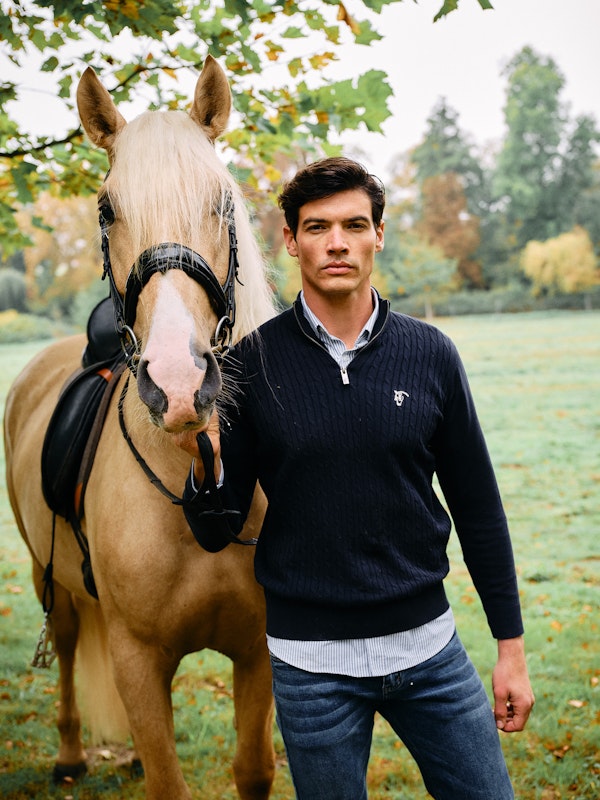 Half-Zip Cable Knit Sweater | Marino