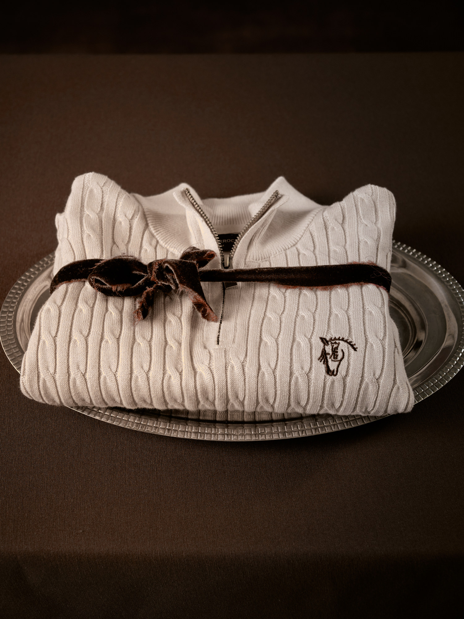 Suéter Trançado com Meio Zíper | Nude