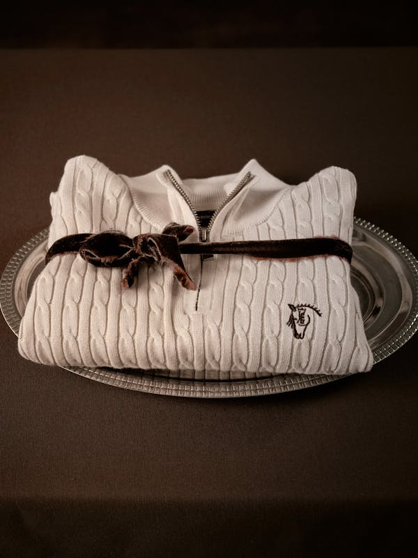 Suéter Trançado com Meio Zíper | Nude