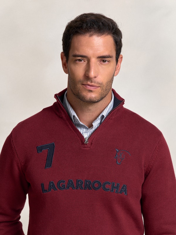 Pull numéro à Demi-Fermeture Éclair | Burgundy