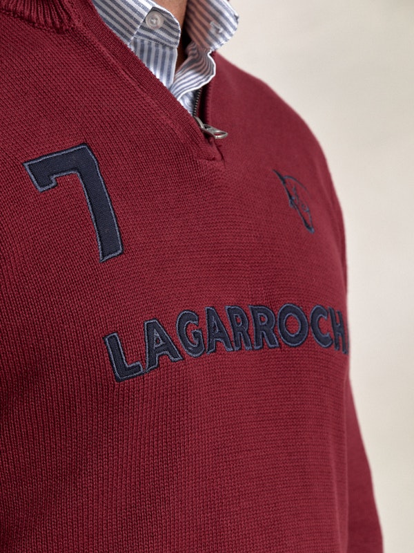 Pull numéro à Demi-Fermeture Éclair | Burgundy