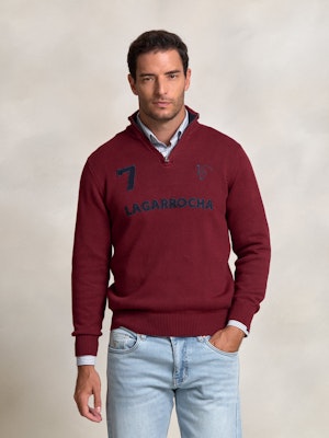 Number Half-Zip Sweater | Burgundy