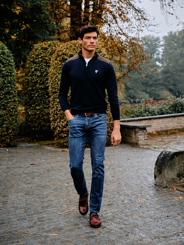 Pull Demi-Fermeture Éclair en Velours Côtelé | Marino