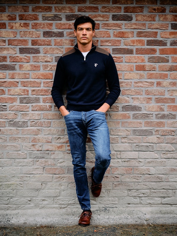 Pull Demi-Fermeture Éclair en Velours Côtelé | Marino