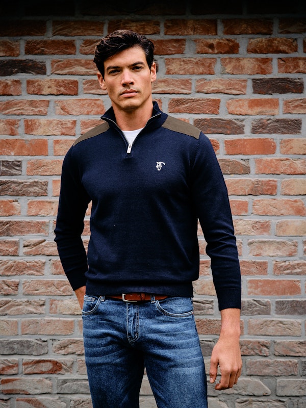 Pull Demi-Fermeture Éclair en Velours Côtelé | Marino