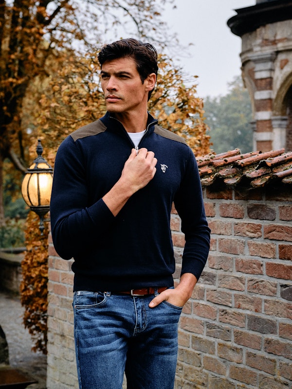 Half Zip Corduroy Sweater | Marino