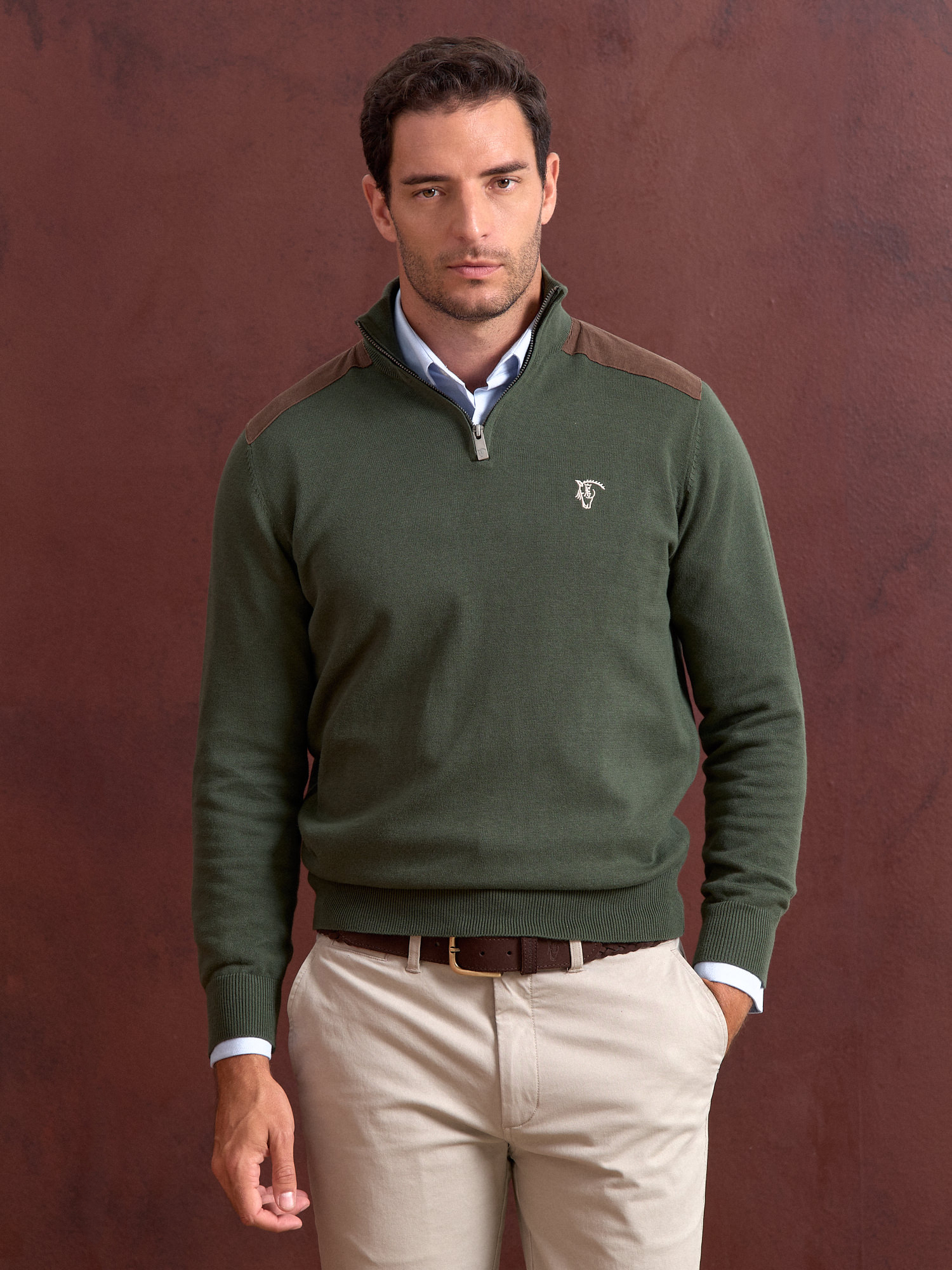 Half Zip Corduroy Sweater | Musgo