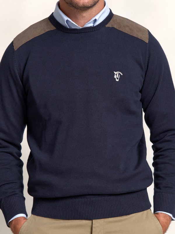 Pull-over col rond avec Détail en Velours Côtelé | Marino