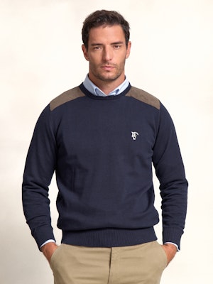 Pull-over col rond avec Détail en Velours Côtelé | Marino