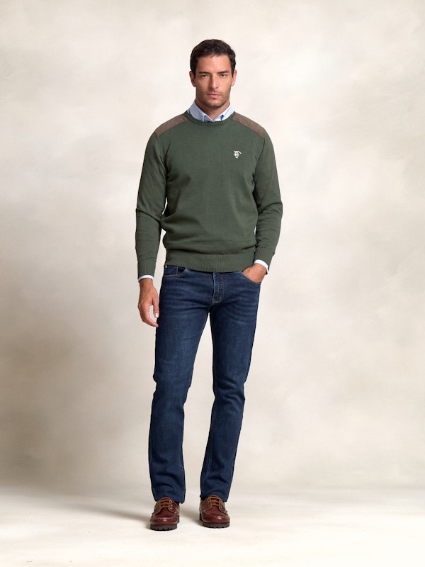 Pull-over col rond Détail en Velours Côtelé | Musgo