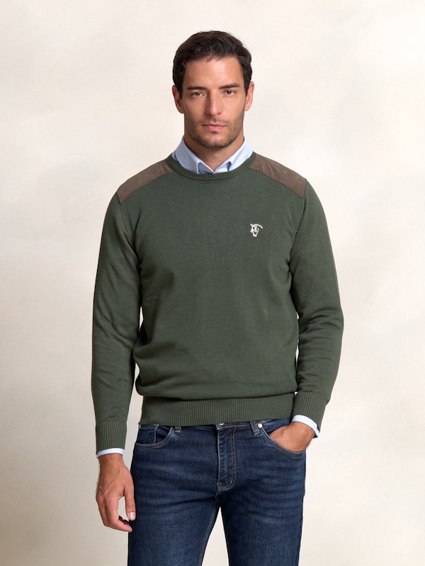 Pull-over col rond Détail en Velours Côtelé | Musgo