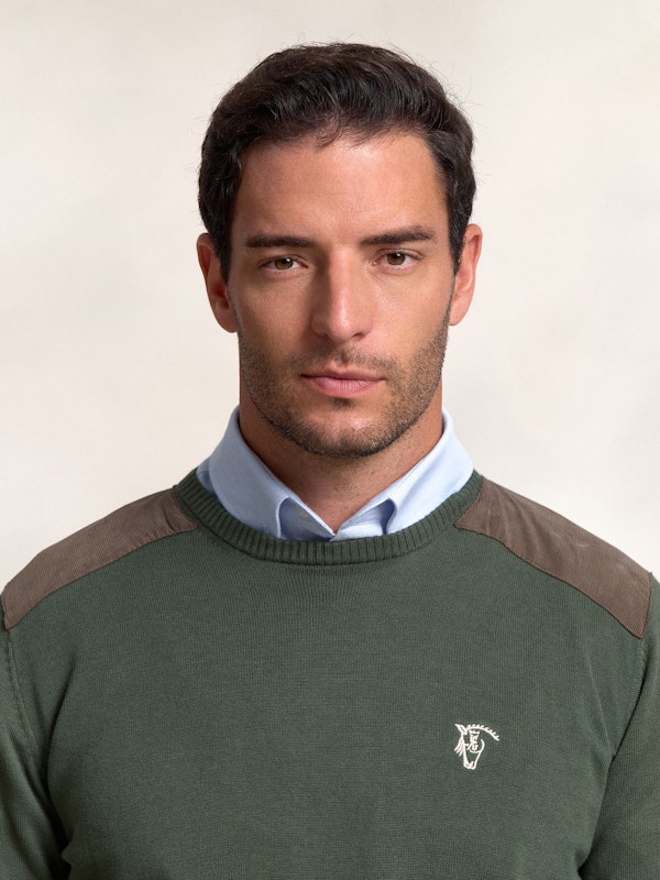 Pull-over col rond Détail en Velours Côtelé | Musgo