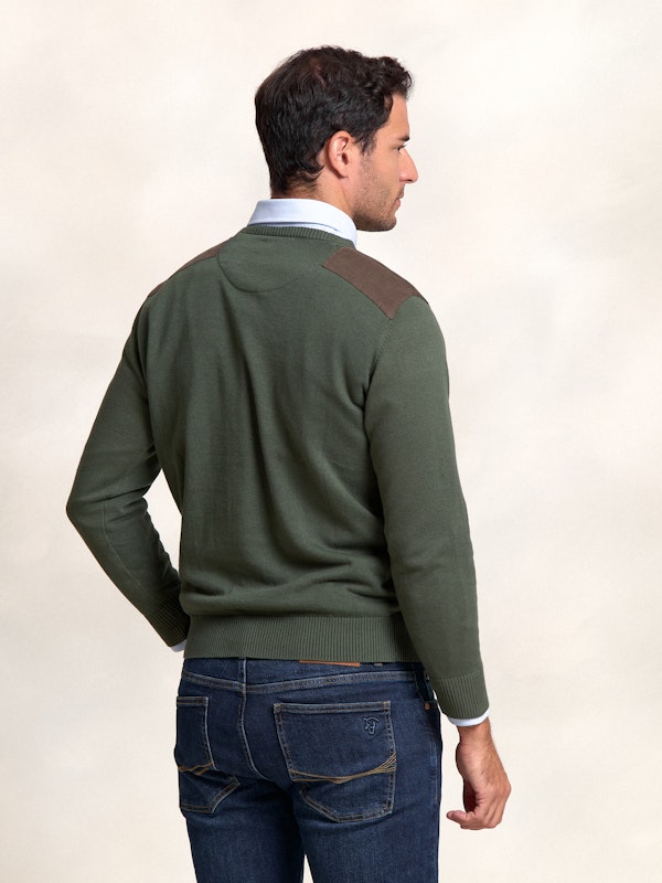 Pull-over col rond Détail en Velours Côtelé | Musgo