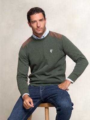 Round neck sweater with Corduroy Detail | Musgo