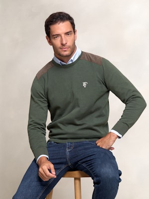 Round neck sweater with Corduroy Detail | Musgo