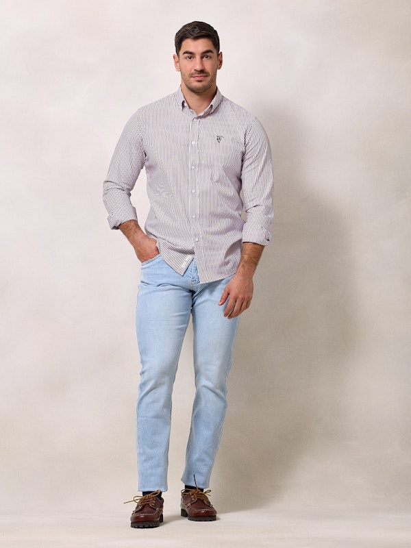 Camisa Mini Oxford Rayas | Burgundy