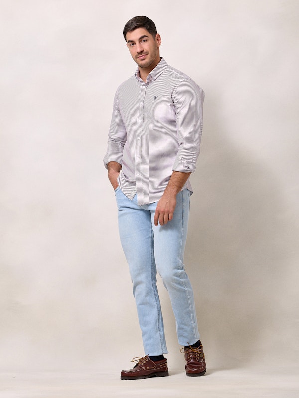Camisa Mini Oxford Rayas | Burgundy