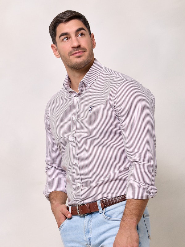 Camisa Mini Oxford Rayas | Burgundy
