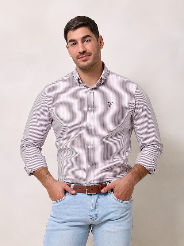 Chemise Oxford à Rayures | Burgundy