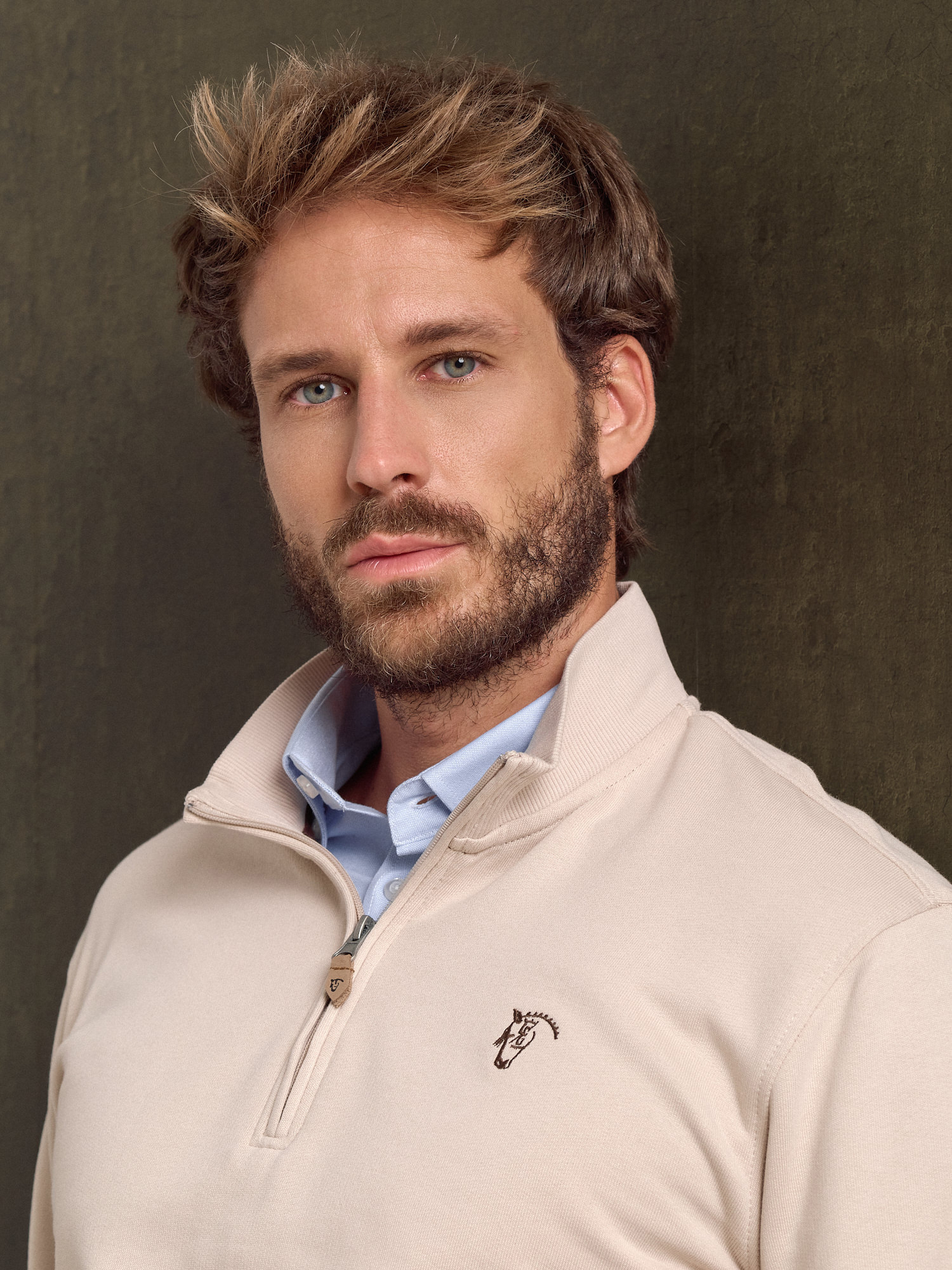 Basic Half-Zip Sweatshirt Nude for men | La Garrocha